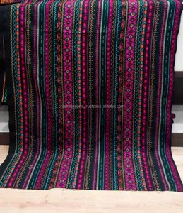 Toptan güzel çok renkli hint Boho moda pamuk Handloom kumaş renkli el dokuma pamuklu kumaş çok amaçlı