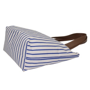 Xử Lý Da Bên Trong Taffeta Lót Nam Châm Nút Đóng 12 <span class=keywords><strong>Oz</strong></span> Vải Tự Nhiên Tất Cả Các Sọc In Túi Tote - Product Image 3