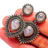 Exclusive Design Natural Rainbow Moonstone <b>Dangling</b> Drop <b>Earrings</b> Gemstone Fashionable <b>Fine</b> 925 Sterling Silver Jewelry for Her - Product Image 2