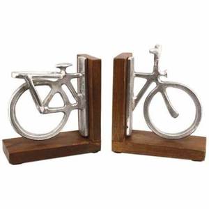 Sujetalibros modernos en forma de bicicleta con acabado plateado, decoración para interiores y oficinas, tapón de libro, soporte para libros de diseño moderno - Product Image 1