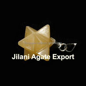 Eventurine Markaba pendule de radiesthésie à facettes fait à la main jaune Agate cristal pierre précieuse naturelle semi-précieuse artisanat Feng Shui - Product Image 1