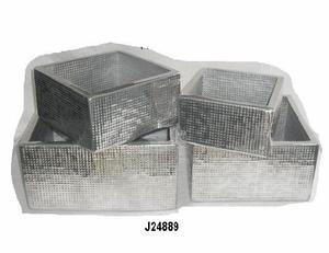 High Quality Aluminium Planter Set of Four Pc With Embossed Patterns Home Decoration Flower Pot <b>for</b> Home and Garden - Product Image 3