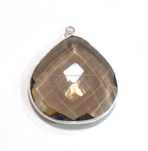 Connecteur en argent 925 plaqué argent, fait main, avec sangle simple pour pierre précieuse en quartz fumé, forme cœur 18x18mm, composants de bijoux - Product Image 2