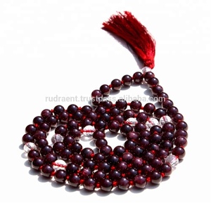 Mala de 108 cuentas de granate hecha a mano por artesano indio para colección de boutique, calidad premium, artesanía fina - Product Image 1
