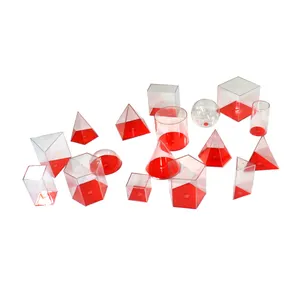 GD-Penutup Merah 3D Set Bentuk Plastik Kokoh Geo/Alat Bantu Mengajar