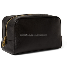 Bolsa de cosméticos de viaje de cuero PU de lujo ecológica negra personalizada cierre de cremallera Logotipo de tamaño personalizado regalo promocional al por mayor - Product Image 1