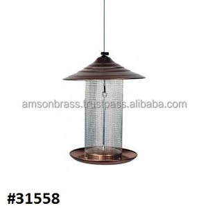 Pendant Lamp Shaped Bird Feeder in Copper <b>Garden</b> <b>Ornaments</b> - Product Image 2