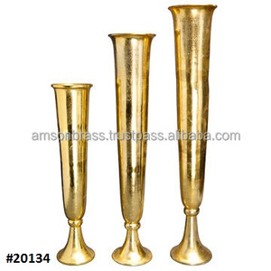 Vase de décoration de table en métal de créateur de conception royale très vendu Vase trompette en laiton de décoration d'intérieur vintage - Product Image 6