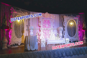 Conjunto de decoración de escenario para recepción de boda, conjunto de fibra tallada de bollwood para escenario - Product Image 5