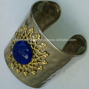 Vintage Style <b>Silver</b> Plated Open Armlet <b>Bracelet</b> <b>Cuff</b> Wide Alloy and Brass Bangles for Anniversary - Product Image 2