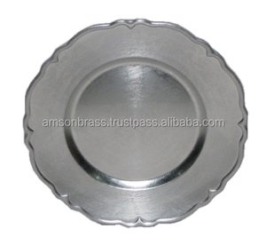 La mejor calidad, gran oferta, placa de cargador martillada grande con Base, forma redonda, placas de platos de cargador de hierro y Metal - Product Image 2