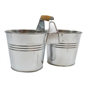 Macetas y jardineras de metal galvanizado de diseño antiguo con contenedores de jardín recubiertos de polvo de soporte - Product Image 1