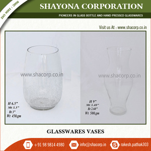 แจกันแก้วทรงแบนประดับคริสตัล - Product Image 2