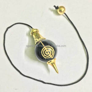 Pendule à boule d'agate noire Dézine unique pour Reiki - Product Image 1