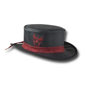 Chính Hãng Da Ngắn Top Hat Sọ Thêu, Da Mũ Cao Bồi, Tiếng Anh Hat-Đen LCH-0009