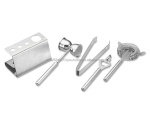 Ensemble d'outils de bar argentés Accessoires de boissons de qualité supérieure Support d'outils de bar pour 5 outils - Product Image 6