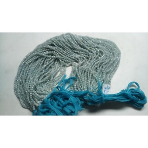 Pierres précieuses naturelles aigue-marine laiteuse, perles rondes de 12.50 pouces de long pour la fabrication d'accessoires de bijoux, taille 3mm - Product Image 3