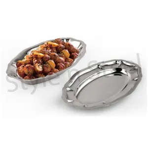 Oval Serving Tray Stainless Steel oval Hotel Metal Fast Food Tray Wholesale Serving Tray Stainless Steel