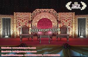 Marco de Panel de puerta dorada para boda, soporte de Metal para decoración asiática, elegante - Product Image 3