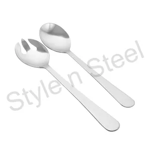 沙拉勺不锈钢OS沙拉服务器批发自助餐餐具不锈钢2件套