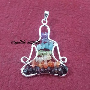 Chakra Pierre Pendentifs 7 Chakra Pierre Creux Bouddha Pendentif Collier En Argent Sterling Plaqué Rhodium Religieux Hommes Unisexe - Product Image 1