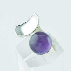 Pierre d'améthyste en argent sterling 925 faite à la main au design unique pierre précieuse unisexe pour mariage fiançailles fête directe inde grossiste - Product Image 2