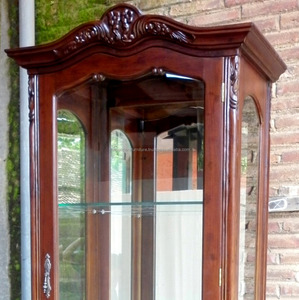 Mueble clásico de salón, vitrina, 1 puerta de cristal, mueble de caoba, Indonesia