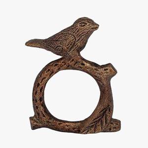 Rond de serviette oiseau antique, Rond de serviette en métal coulé - Product Image 1