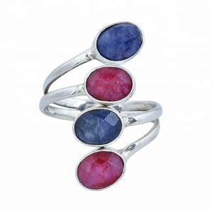 Beautiful Ruby Sapphire 925 Sterling Silver Gemstone <b>Adjustable</b> <b>Ring</b> Jewelry - Product Image 1