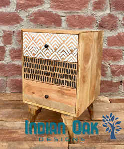 Mesita de noche de madera pintada a mano, muebles industriales - Product Image 2