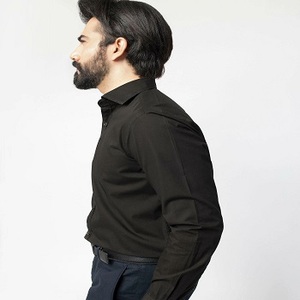 Camisas de vestir personalizadas OEM de alta calidad, negras, ajustadas y cálidas - Product Image 1