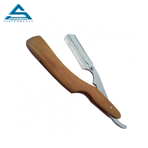 Maquinilla de afeitar profesional de acero inoxidable con mango de madera 50g Instrumento de corte de afeitado de salón con hoja extraíble - Product Image 4