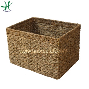 ตะกร้าใส่ของอเนกประสงค์ลายหญ้าทะเลถักสี่เหลี่ยมทำด้วยมือเป็นมิตรกับสิ่งแวดล้อมสำหรับห้องครัวบ้าน - Product Image 4
