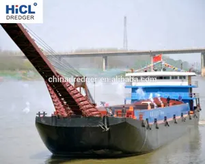 China HICL HST100 100T small river sand/gravel transportation carrier/barge/ship/boat/vessel with belt conveyor