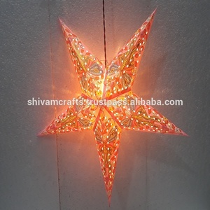 โคมไฟดาวกระดาษพิมพ์ลายกากเพชรสำหรับตกแต่งวันหยุดในร่ม - Product Image 1