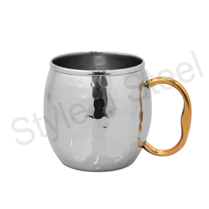 Produit en acier inoxydable personnalisé classique en cuivre pur plaqué tasse de mule de Moscou tasse de mule de Moscou martelé et poignée en laiton - Product Image 2