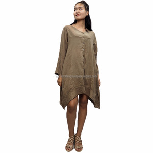 Robe pour femmes, vêtement rond décontracté, grande taille, manches longues avec boutons, costume pour dames - Product Image 1