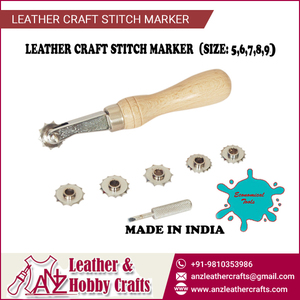 <b>Leather</b> Stitch Marker Wheel <b>Tool</b> Set | Adjustable Pricking Wheel <b>Leather</b> Craft <b>Tool</b> | Wood Handle OEM Private Label Bulk Supply - Product Image 1