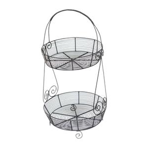 Support de panier en fil métallique enduit de poudre noire à 2 niveaux approuvé par Smeta pour la cuisine à domicile - Product Image 1