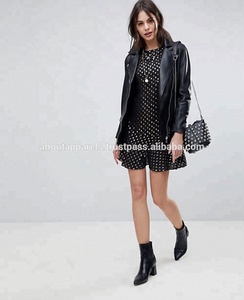 Veste en cuir véritable noir Slim pour femmes, veste d'hiver de haute qualité avec ceinture - Product Image 4