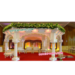 Mandap de templo de boda indio, de fibra, color blanco - Product Image 1