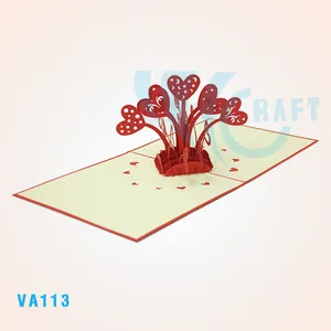 Carte de vœux en forme de cœur et fleur 3D faite à la main Cadeaux et artisanat de la Saint-Valentin du Vietnam Souvenir en papier avec impression offset - Product Image 1
