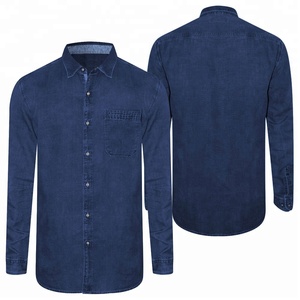 เสื้อโปโลผ้าเดนิมแขนยาวผ้าฝ้าย100% ลำลองสำหรับผู้ชายระบายอากาศสีพื้นและซักได้สำหรับฤดูใบไม้ร่วงขนาดพิเศษ - Product Image 1