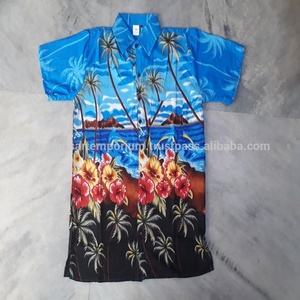Multi Colours Polyester & Rayon Silk Screen Printed Men's Hawaii Style Shirts for Beach Wear Wholesale From India - Product Image 4