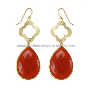 925 sterling silver carnelian gemstone gold vermeil earrings - Product Image 1
