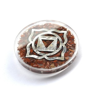 Root Chakra Orgone Coaster artisanat gits pierre semi-précieuse Root Chakra Orgone Coaster sous-verres en pierre naturelle - Product Image 2