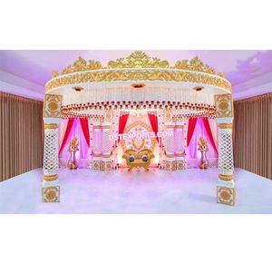 Corona de boda del sur de la India Mandap Evento DE BODA Rey Mandap Decoración Impresionante Oro blanco Boda Mandap Precio de fábrica EE. UU. - Product Image 1