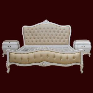 Parure de chambre à coucher en bois d'acajou, couleur blanche, Style français - Product Image 1