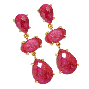 Pendientes de Plata de Ley 925 con Rubí Rojo, Hechos a Mano, Diseño Moderno para Mujer. - Product Image 2