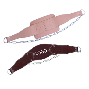 New Arrival Latest Design Leather Weightlifting Belt Hot Selling Weightlifting Dip Belt With Strong Steel Chain - Product Image 2